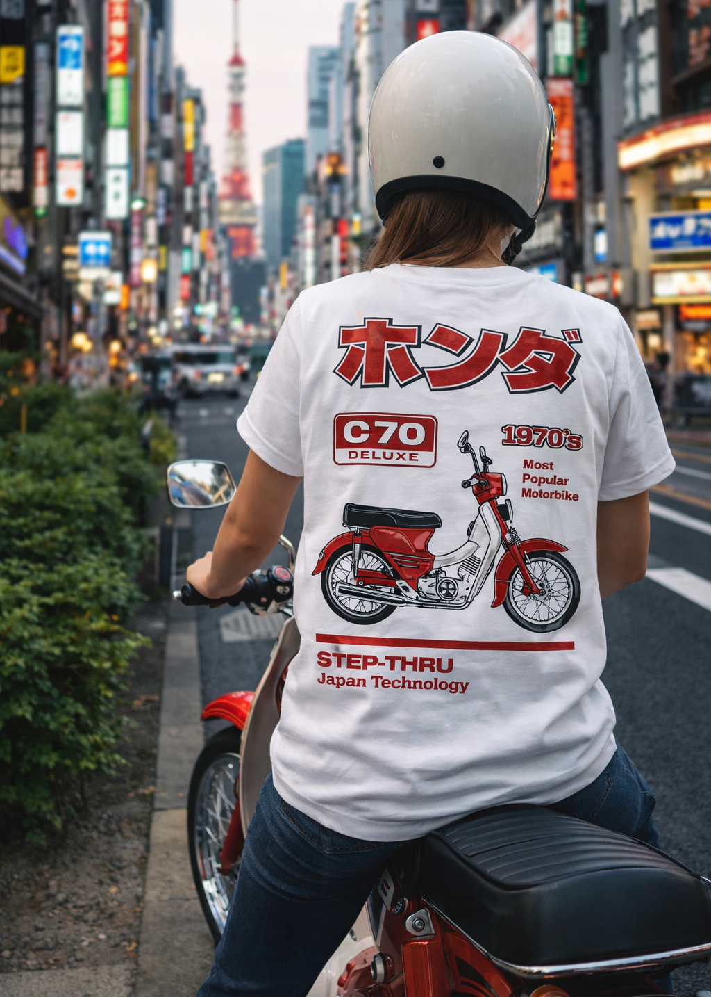 camiseta Honda c70, japones 